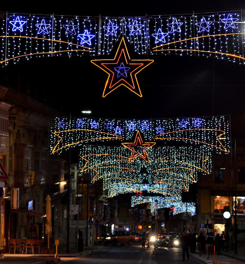 Streets decorated for Christmas