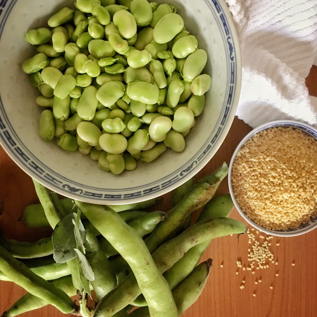 Green Beans and Kusksu Pasta Beads