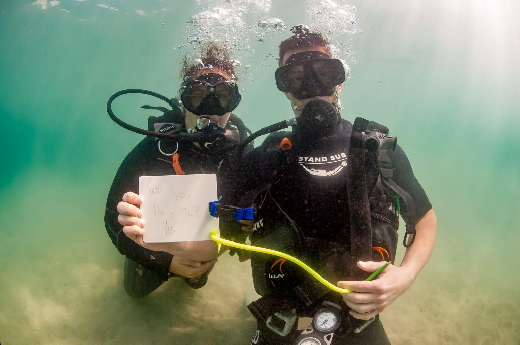 Gozo diving underwater wedding proposal